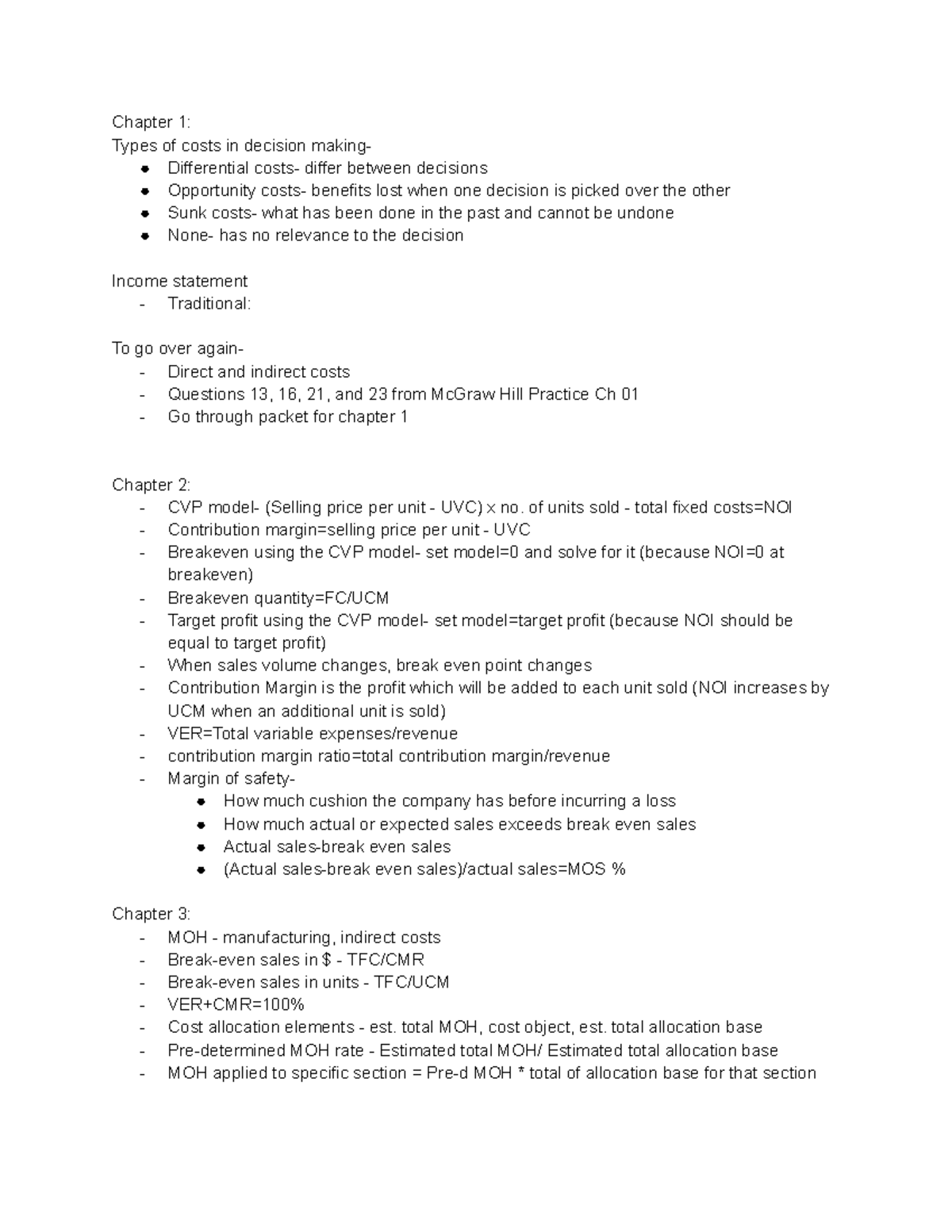 A306 Finals Notes - Summary Intro To Managerial Accounting - Chapter 1 ...
