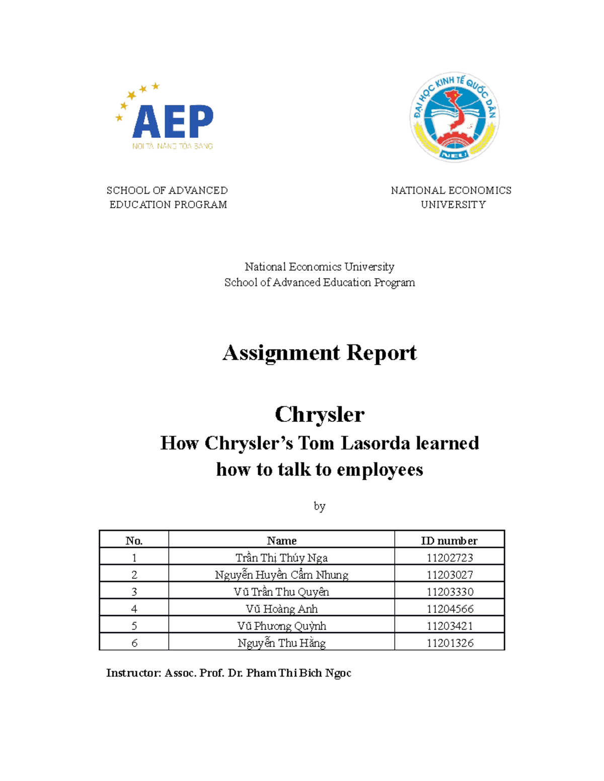 OB-assignment-report - SCHOOL OF ADVANCED NATIONAL ECONOMICS EDUCATION ...