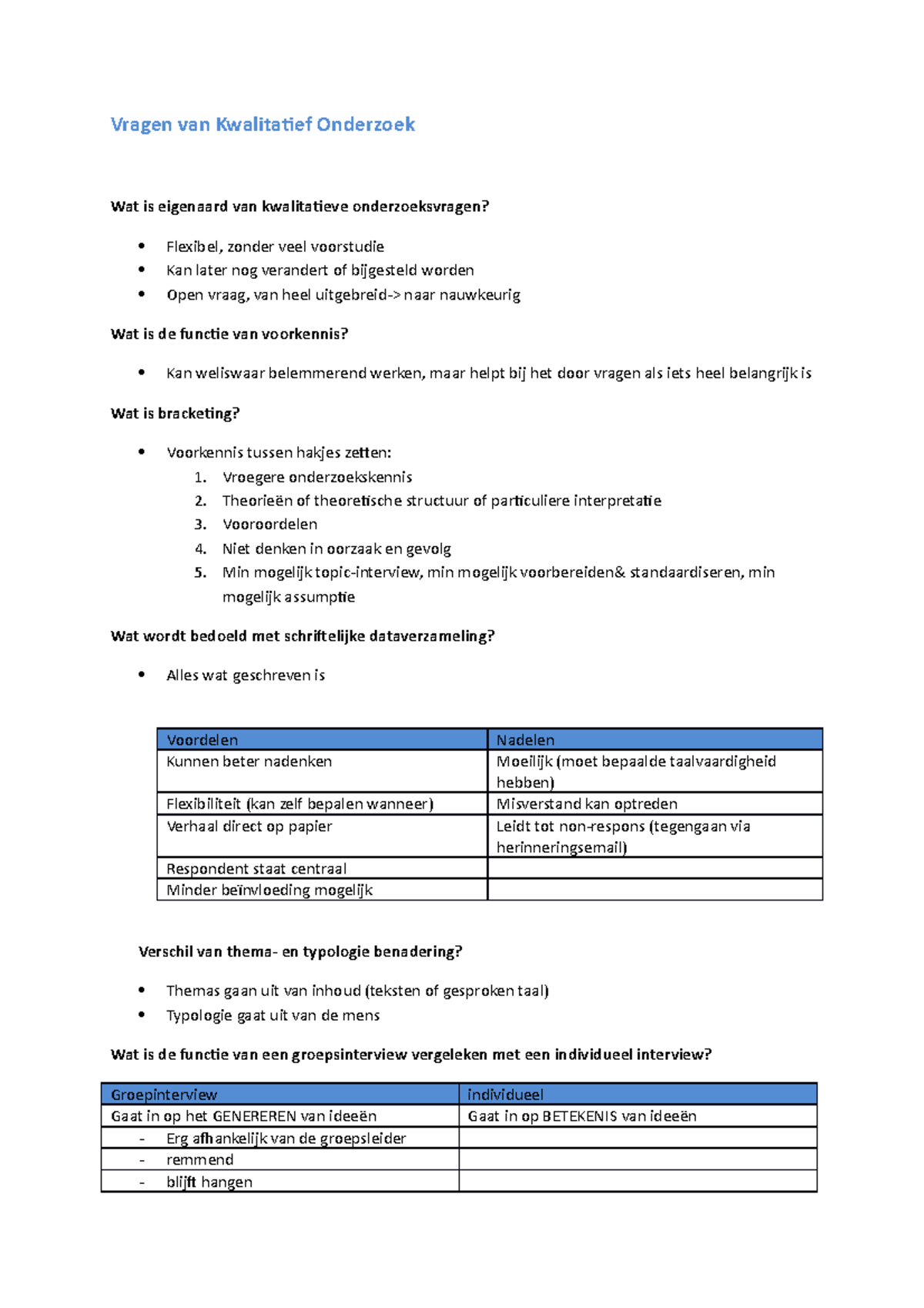 Samenvatting, Kwalitatief Onderzoek Vragen - Vragen Van Kwalitatief ...