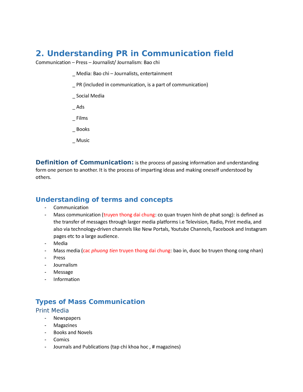 PR - Public Relations Note - 2. Understanding PR In Communication Field ...