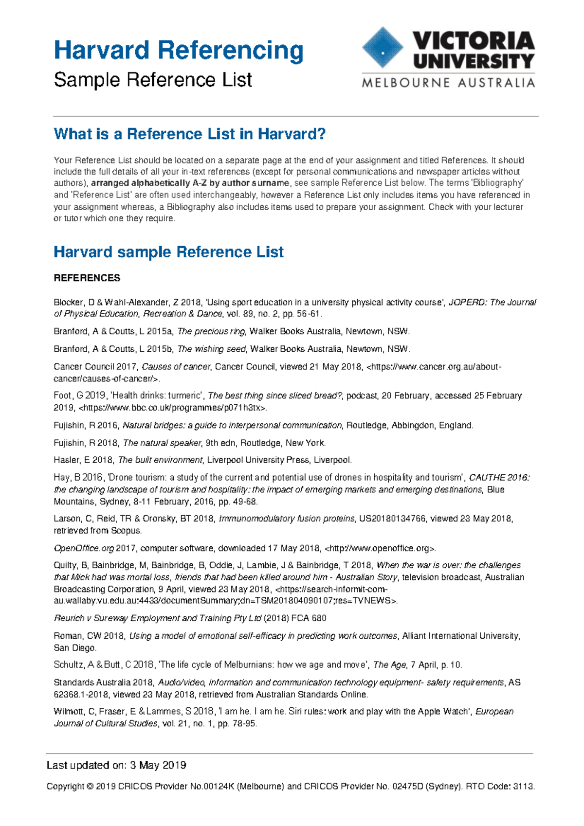 Harvard-sample-reference-list referencing style 5 May 2019 - Harvard ...