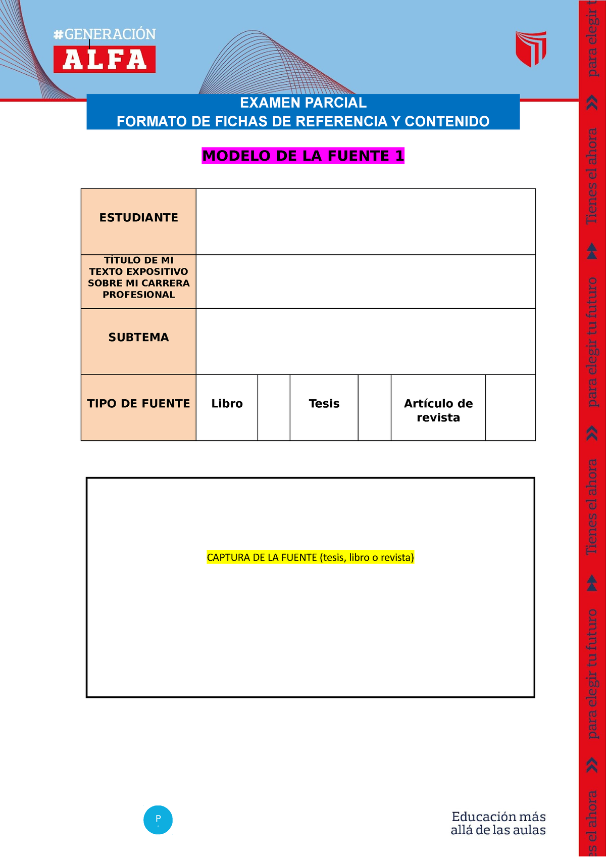 Formato PARA EL Examen Parcial - EXAMEN PARCIAL FORMATO DE FICHAS DE ...