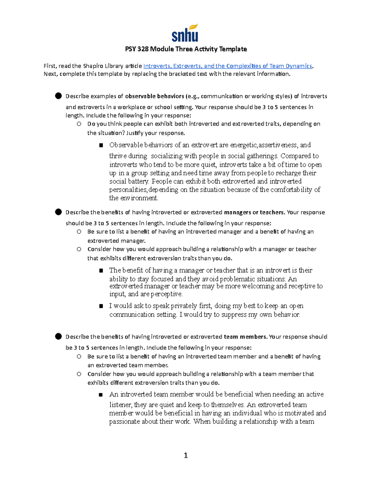 PSY 328 Module Three Activity - Next, complete this template by ...