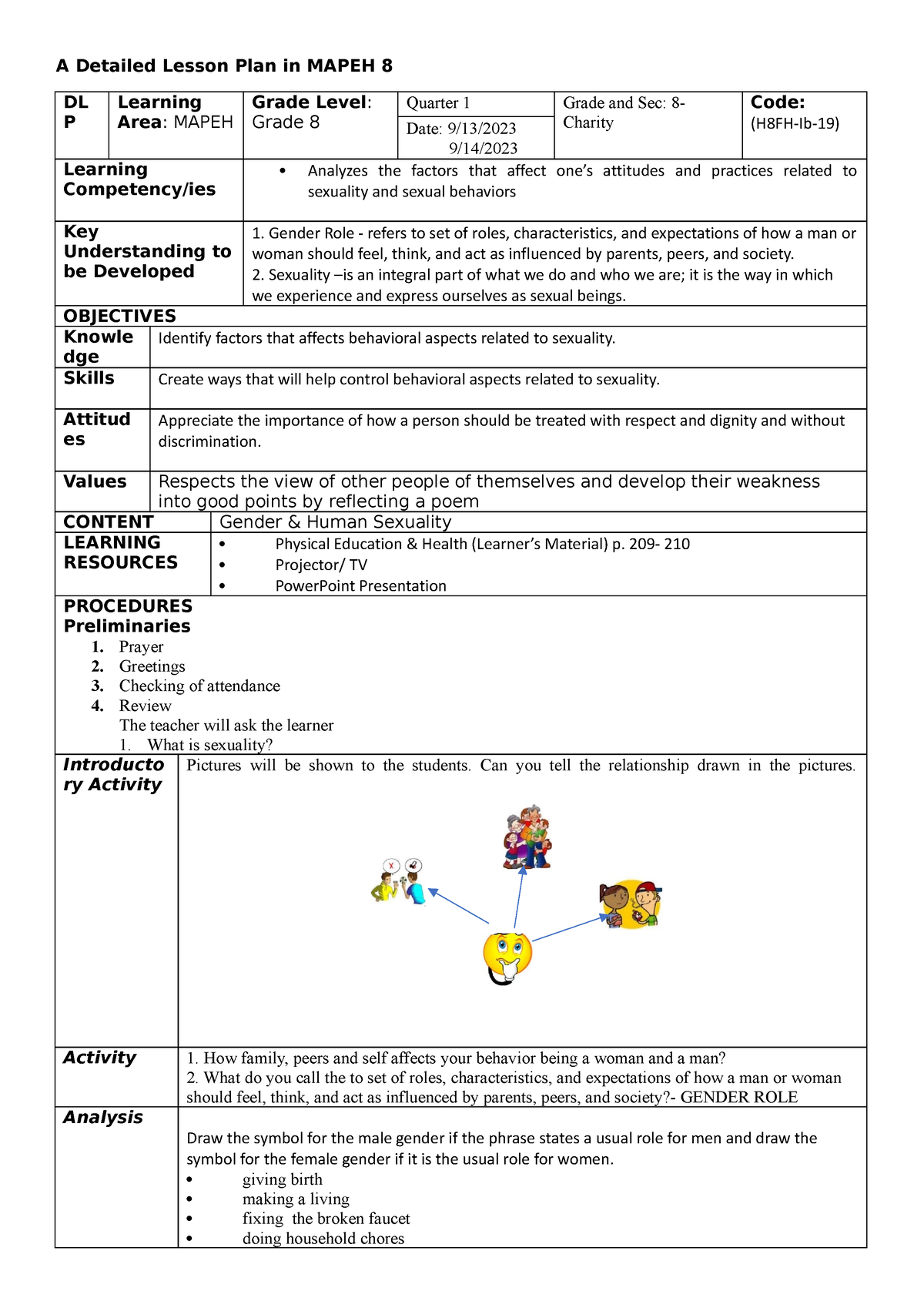 A Detailed Lesson Plan In Mapeh 8 2 A Detailed Lesson Plan In Mapeh 8 Dl P Learning Area