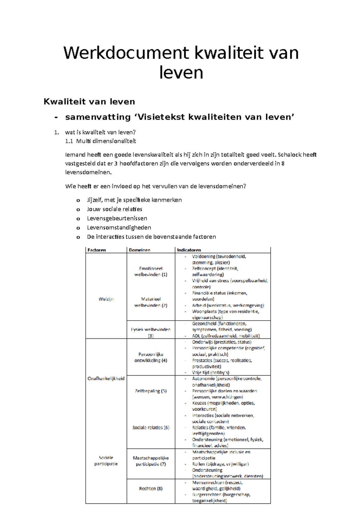 Werkdocument kwaliteit van leven - Werkdocument kwaliteit van leven ...