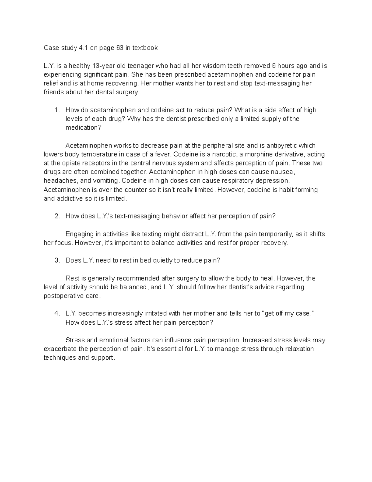 Case Study 1 - Vivianna Ortiz - Case study 4 on page 63 in textbook L ...