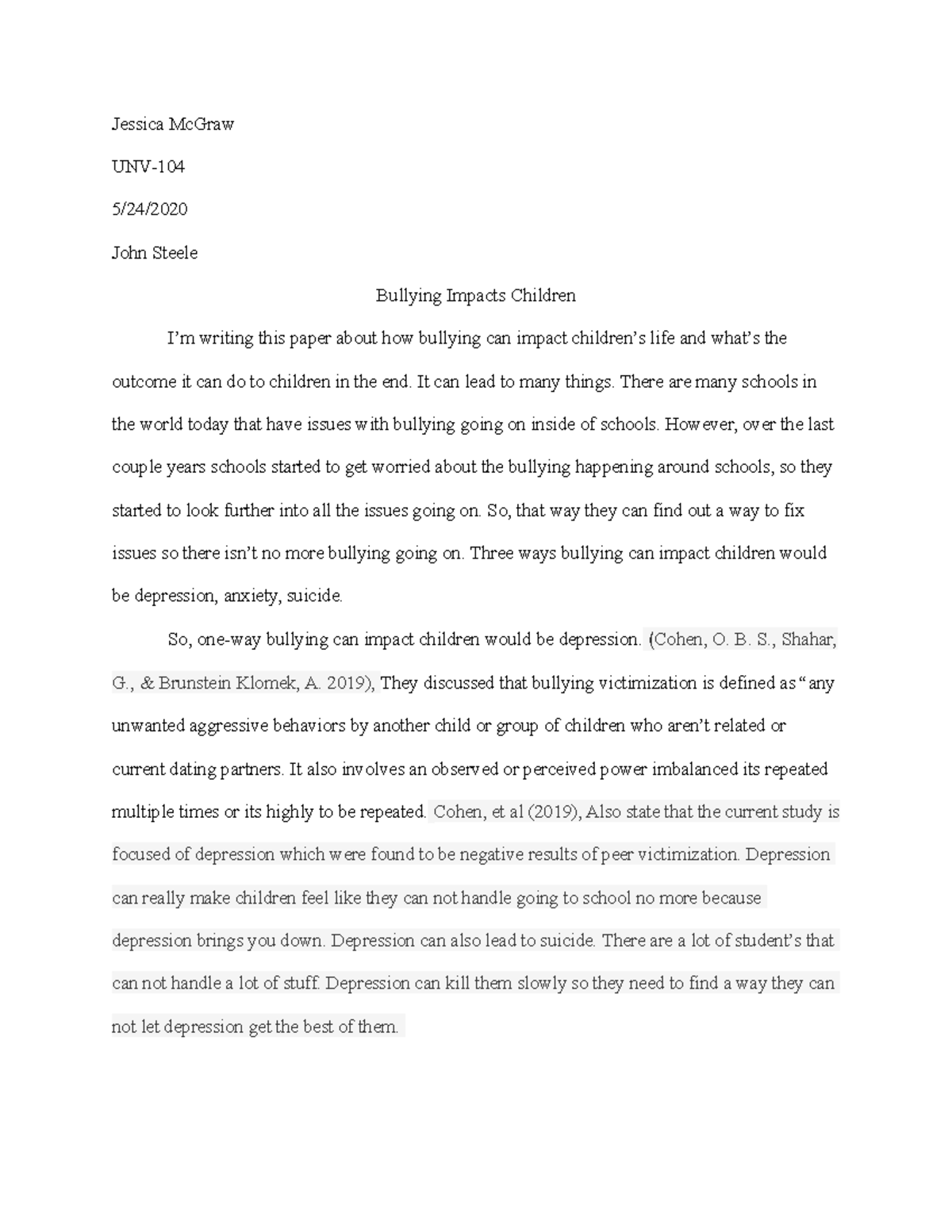 expository essay examples on bullying