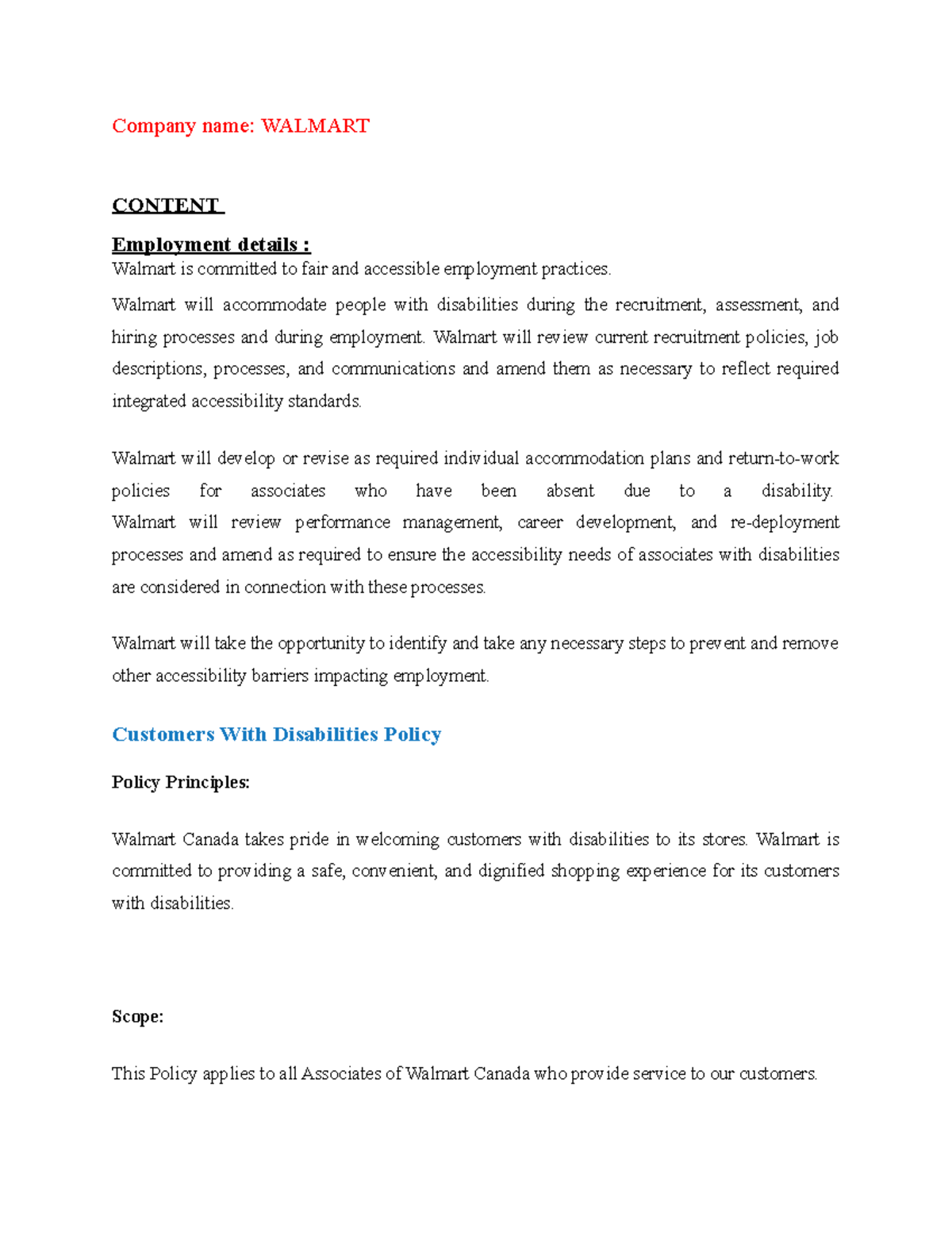 SAR3 Content Walmart - Company name: WALMART CONTENT Employment details ...