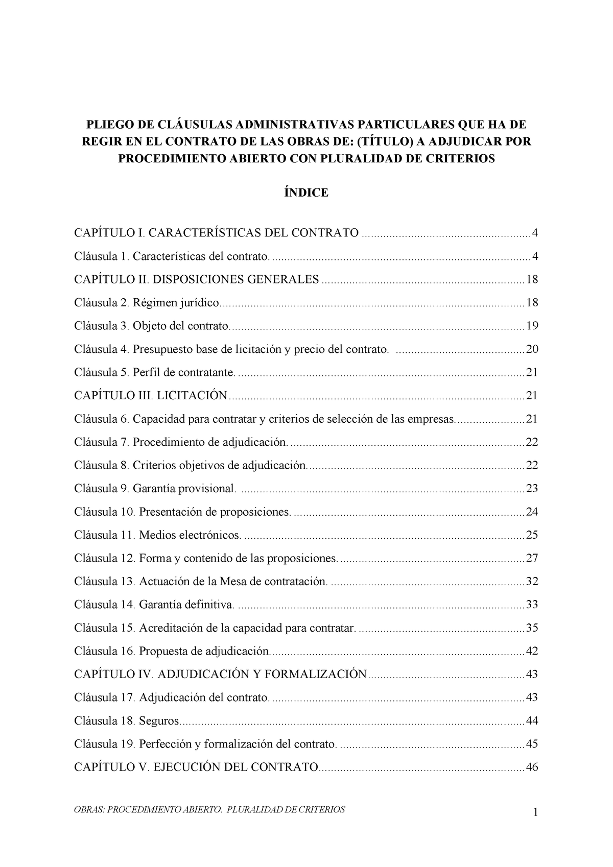 01 PCAP 556 Obras Abierto Pluralidad De Criterios - PLIEGO DE CLÁUSULAS ...