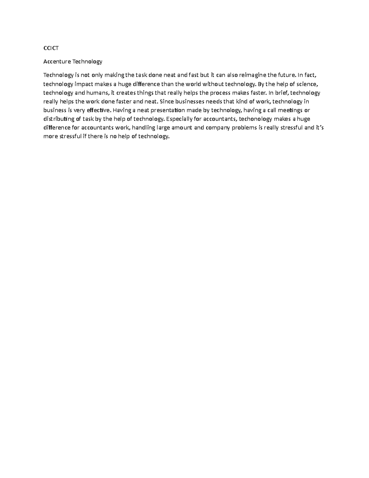 Ccict 1 - Information Technology Summary - CCICT Accenture Technology ...