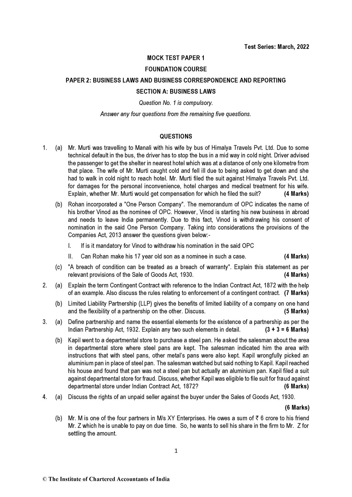 69732 Bos55706-p2q - Bcom - 1 Test Series: March, 2022 MOCK TEST PAPER ...