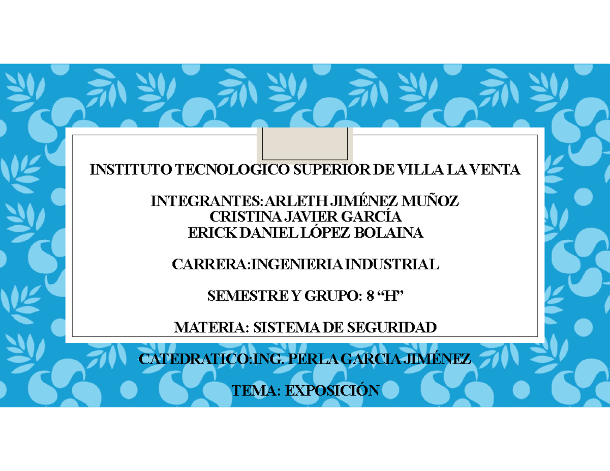 Instituto Tecnológico Superior De Villa La Venta www.studocu.com