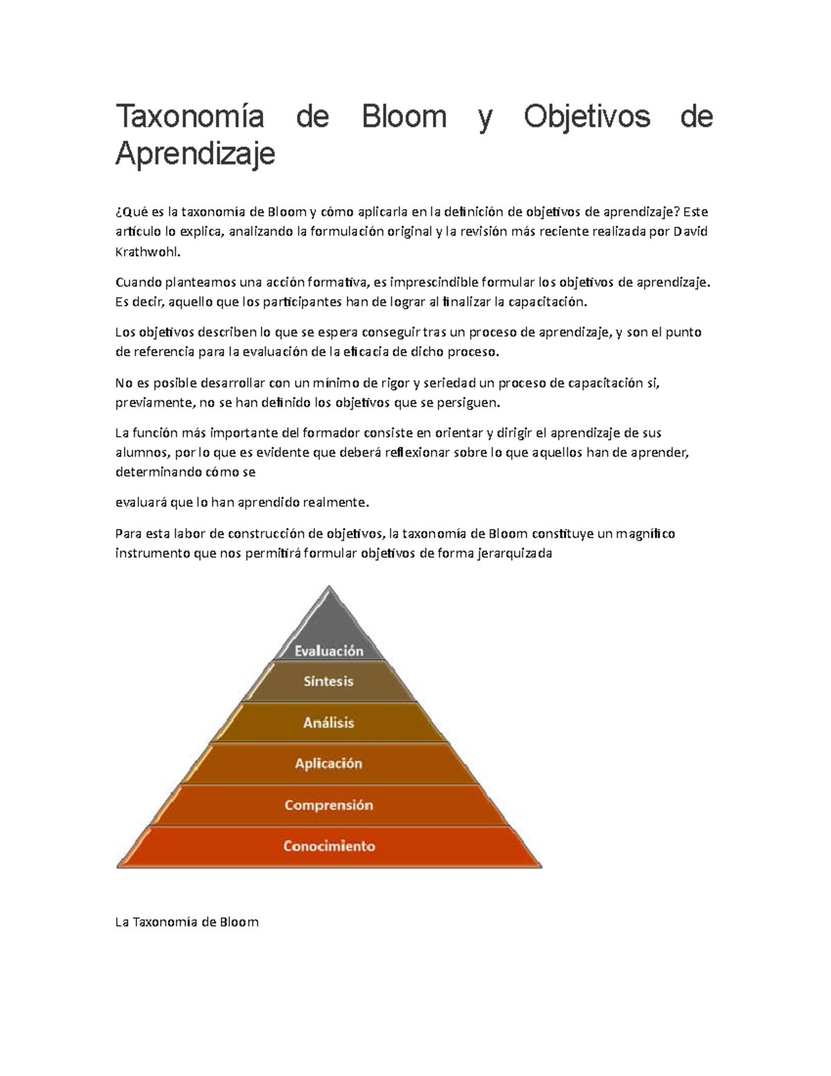 La Taxonomía De Bloom Y Los Objetivos De Aprendizaje – WQPG