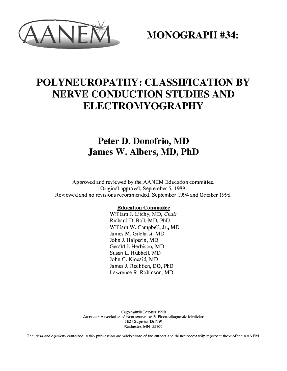 34 Polyneuropathy Classification by NCS and EMG - MONOGRAPH #34 ...