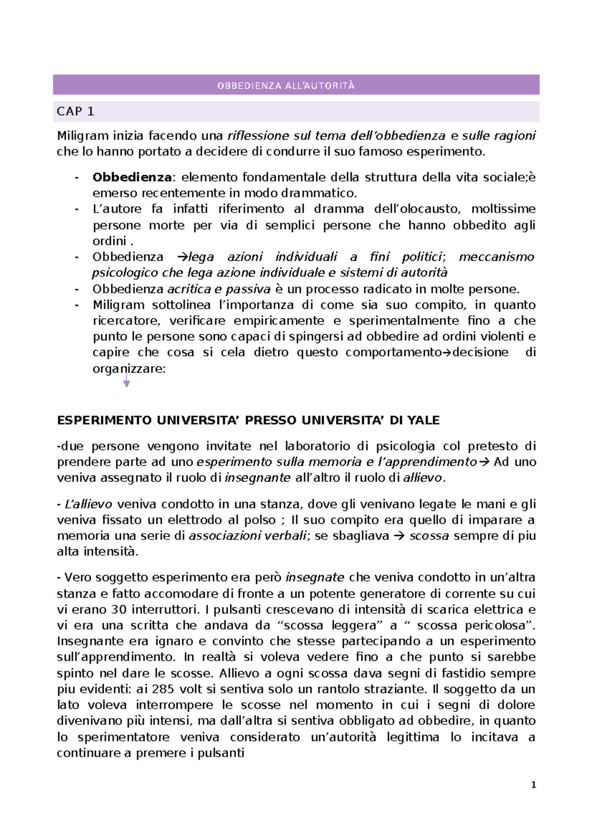 Obbedienza all'autorità OBBEDIENZA ALL’AUTORITÀ CAP 1 Miligram inizia
