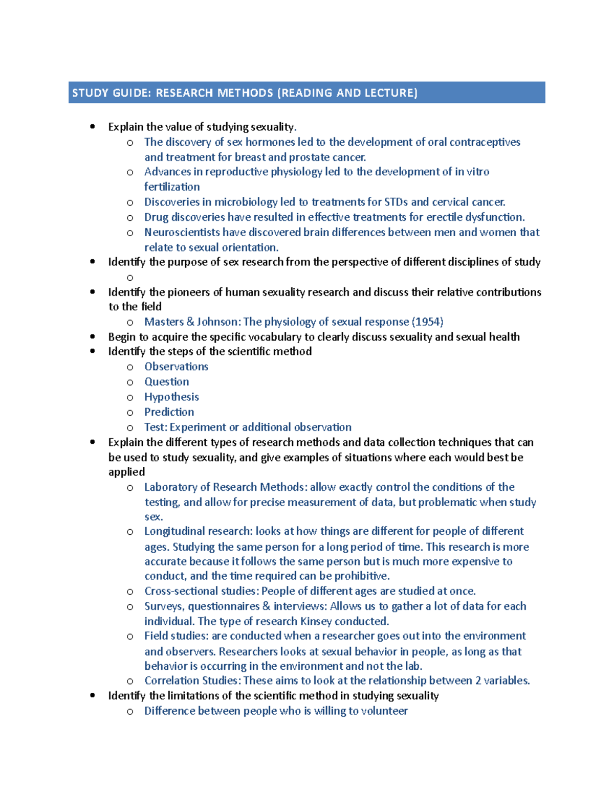 research methods study guide