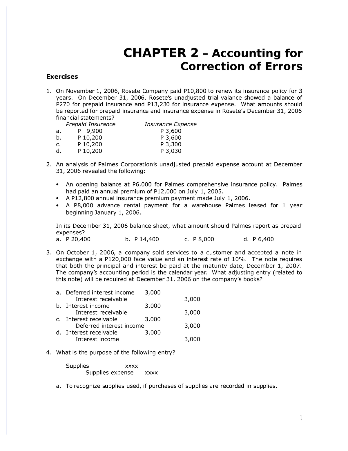 Accounting For Correction Of Errors - CHAPTER 2CHAPTER 2 – Accounting ...