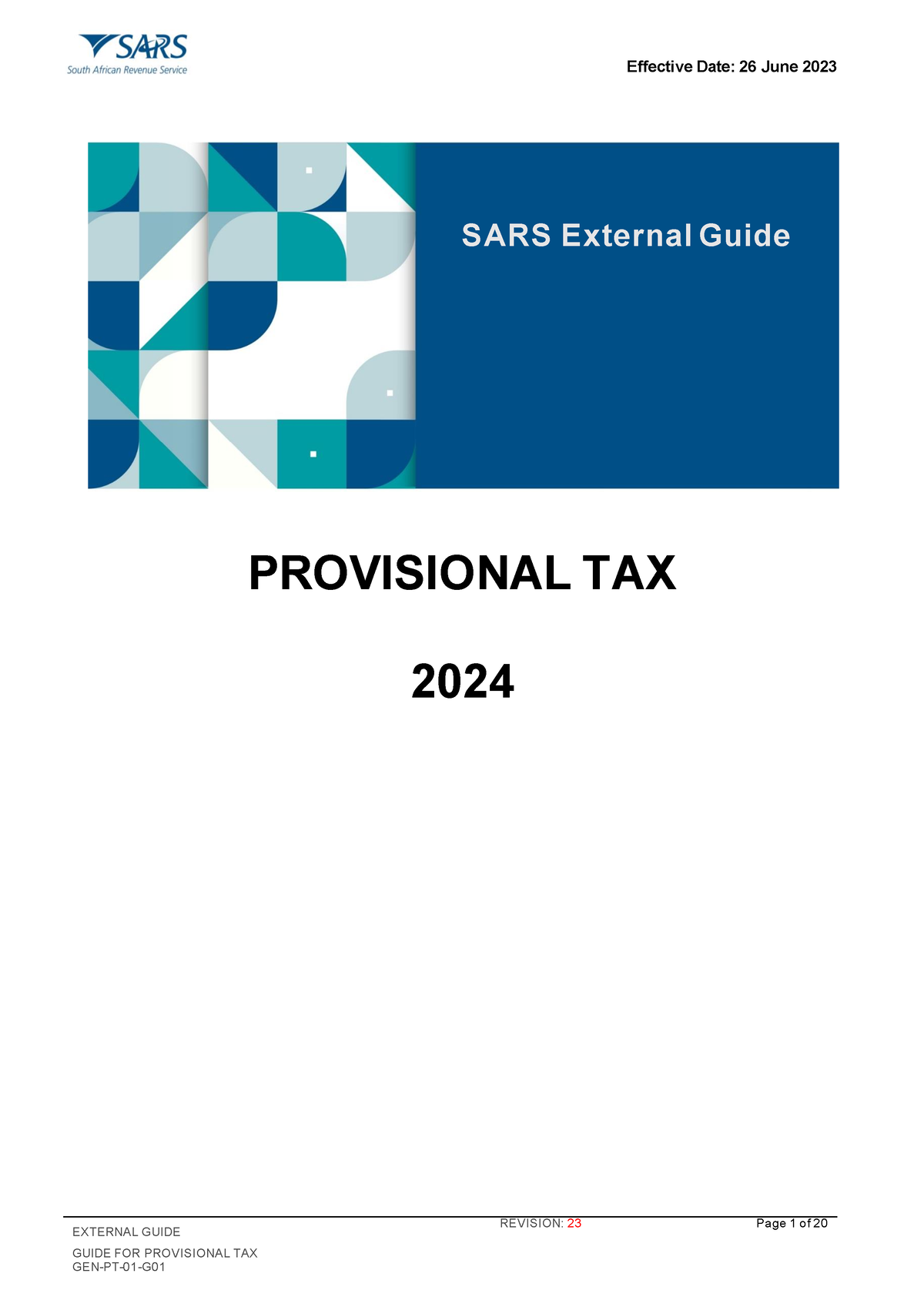 GuideforProvisionalTaxExternalGuide 2024 EXTERNAL GUIDE GUIDE