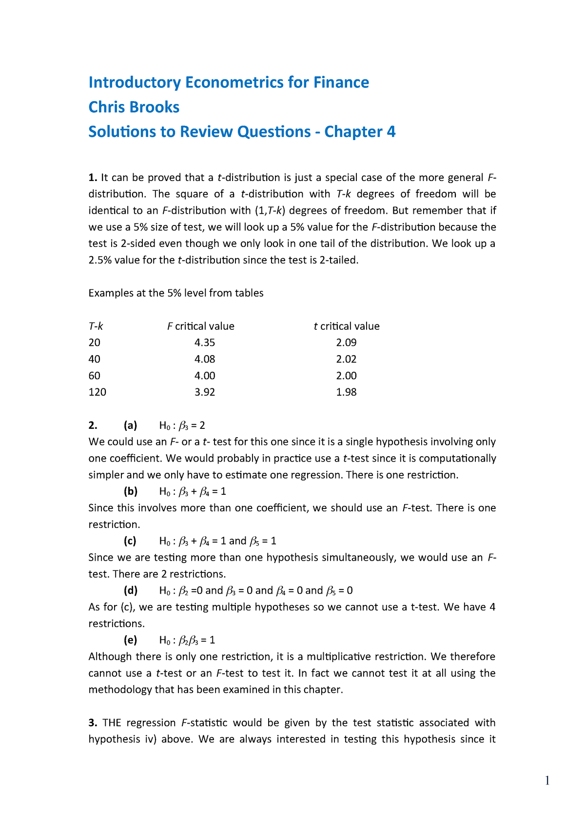 Chapter 4 solutions - Answers - Introductory Econometrics for Finance ...