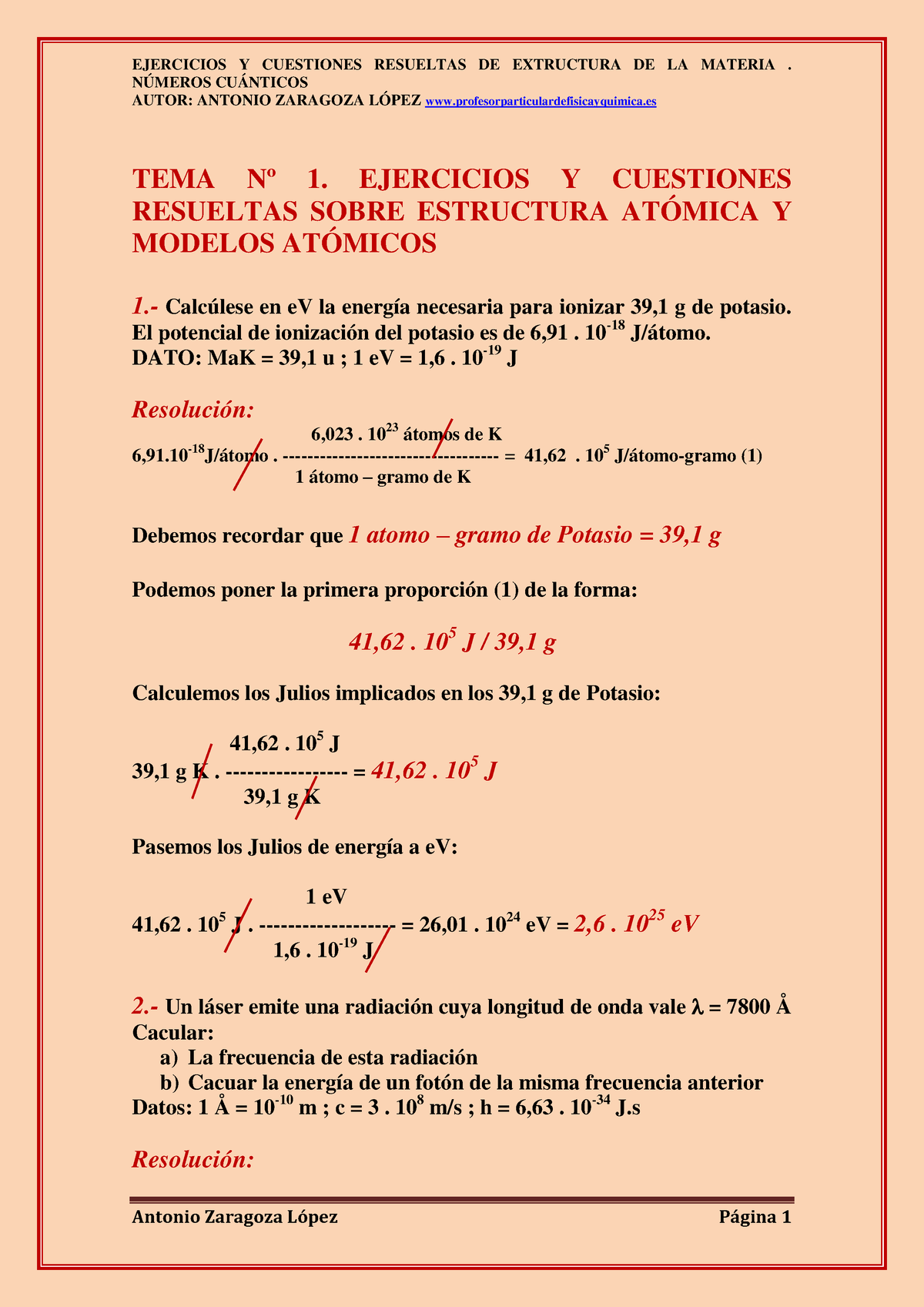 Tema1 Ejercicios Resueltos Sobre Estructura Atomica Y Numeros Cuanticos ...