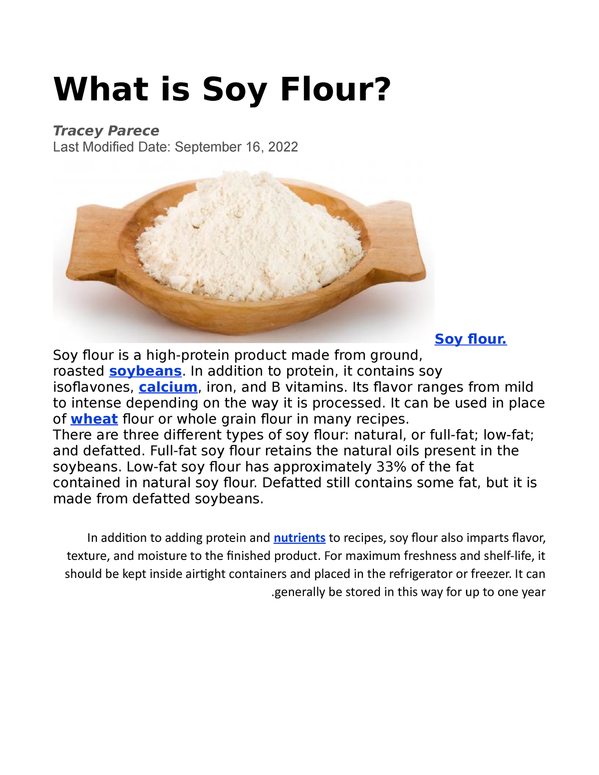 What is Soy Flour - best books ever - What is Soy Flour? Tracey Parece ...