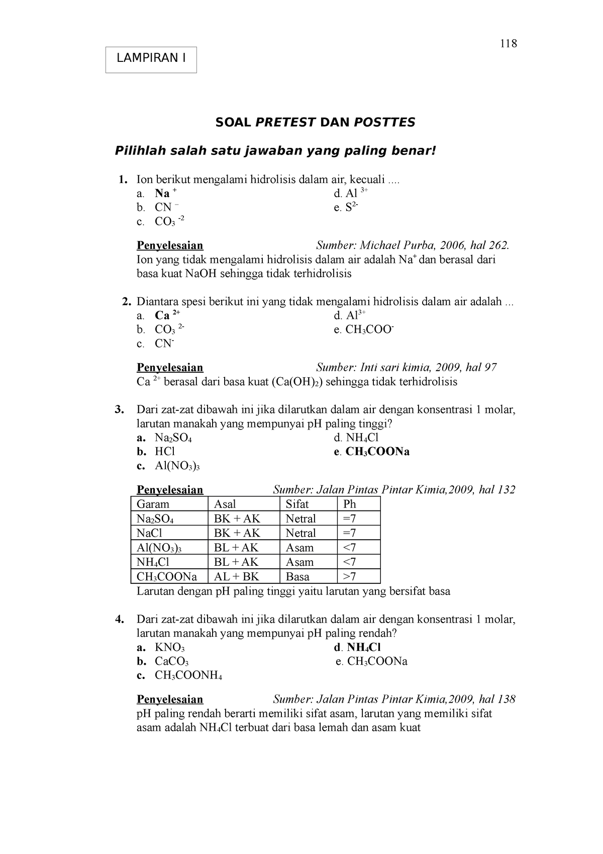 Lampiran I- SOAL Pretest DAN Posttes - SOAL PRETEST DAN POSTTES ...