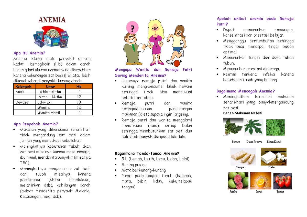 384983085 382153300 Leaflet Anemia Pada Remaja Putri docx - ? ANEMIA ...