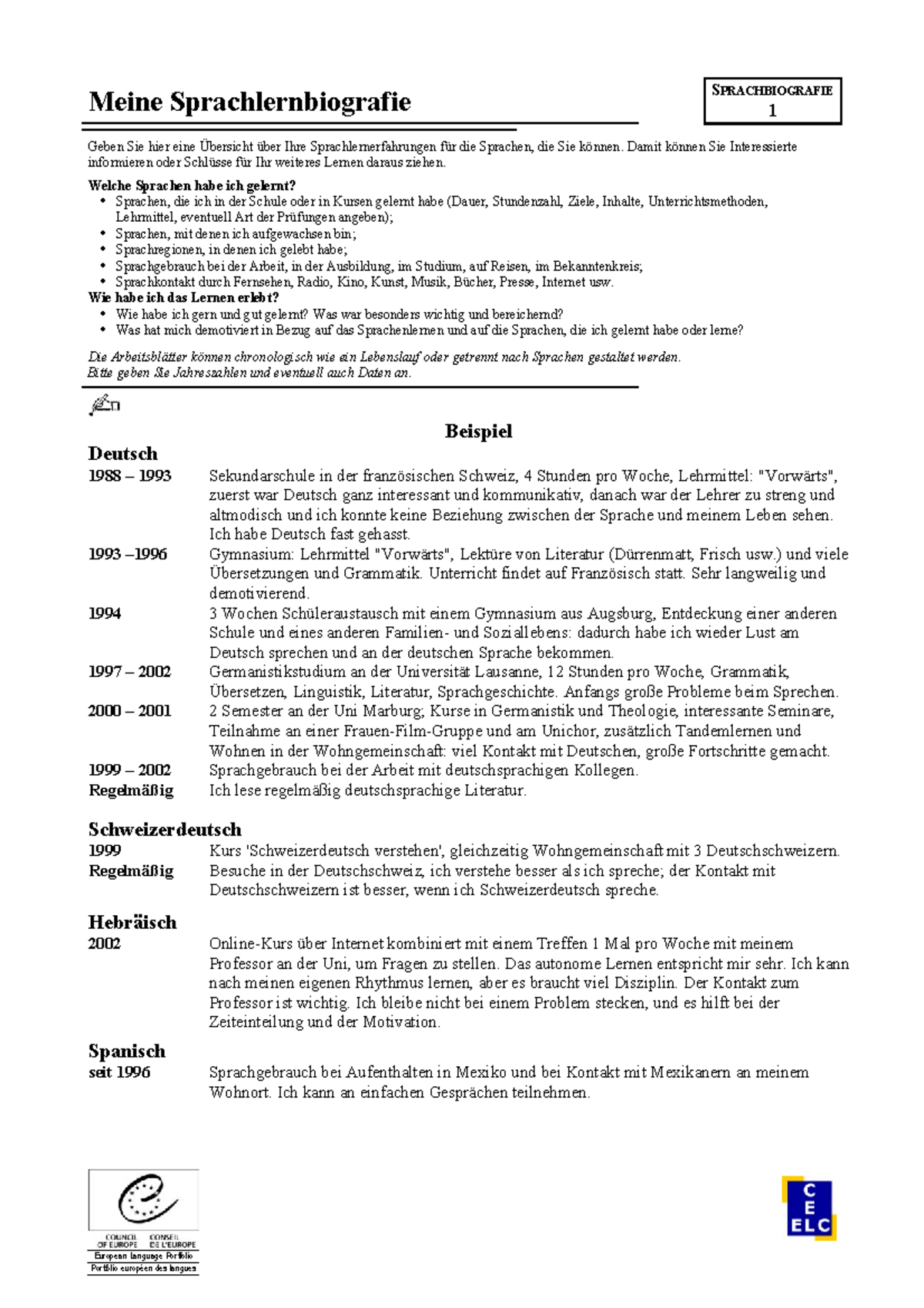 Bio1 - sprachlernbiographie - European Language Portfolio Portfolio ...