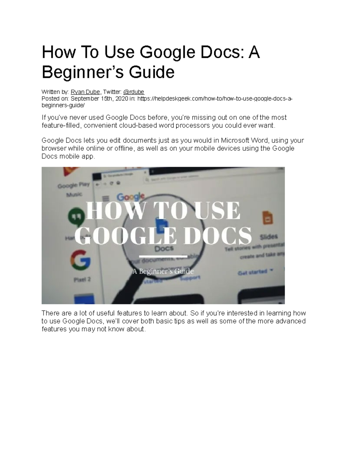 How To Use Google Docs - Google Docs lets you edit documents just as ...