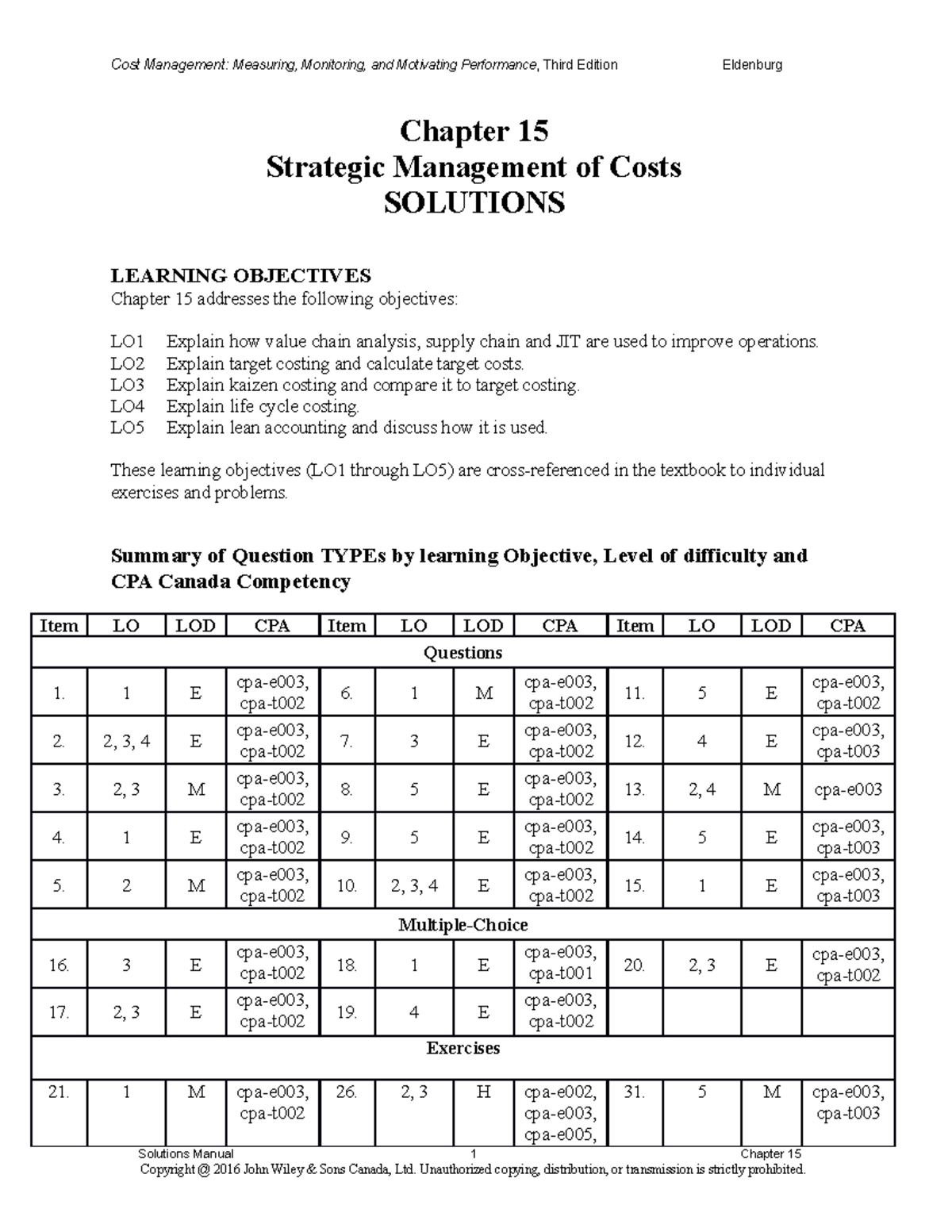ACCP 5203 Chapter 15 Solution Manual - Chapter 15 Strategic Management ...