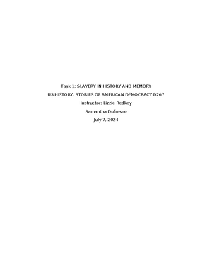 Us history task 1 - "The Suppression of the African Slave-Trade to the ...