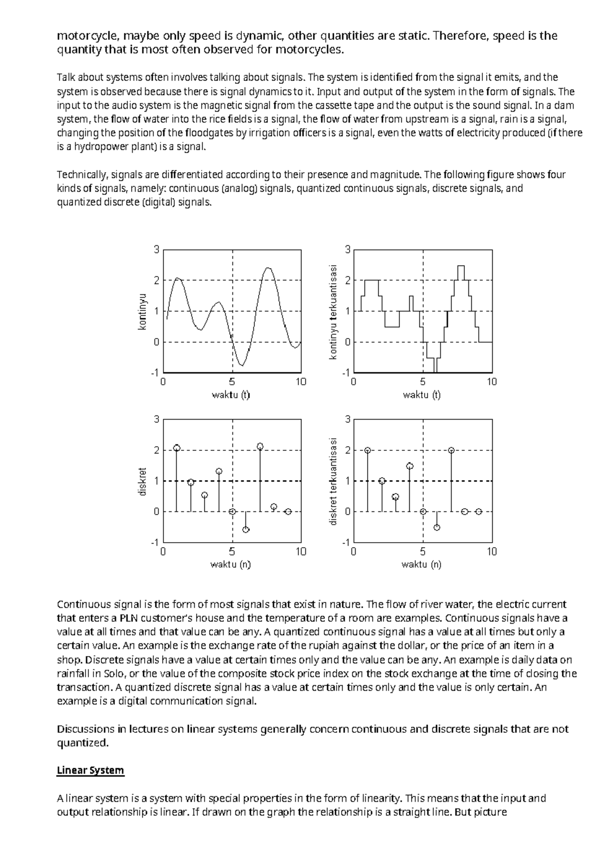 Mathematics Linear-21 - motorcycle, maybe only speed is dynamic, other ...
