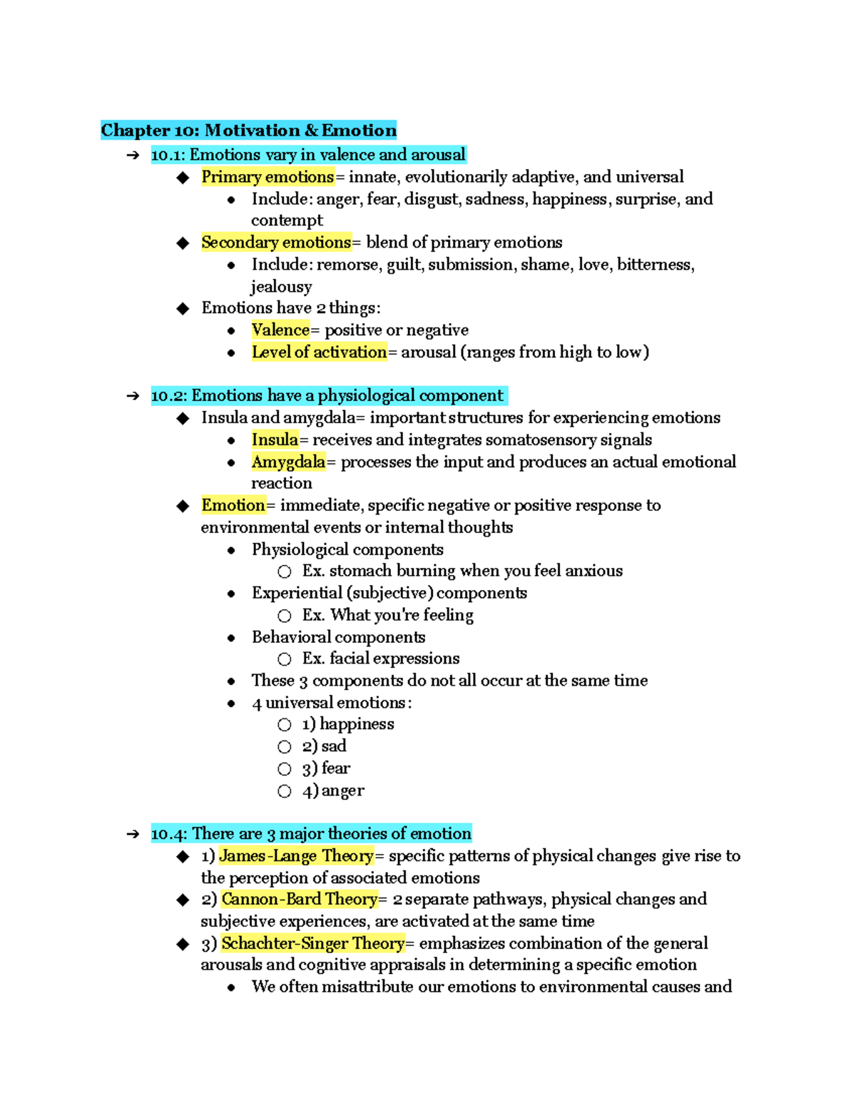 PSYC 0001 Chapter 10 - Gherman - Chapter 10: Motivation & Emotion 10 ...