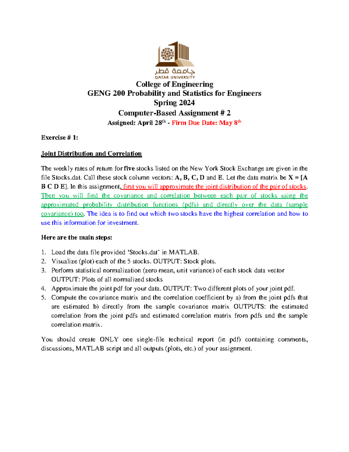 CBA 2 - cba 2 - College of Engineering GENG 200 Probability and ...