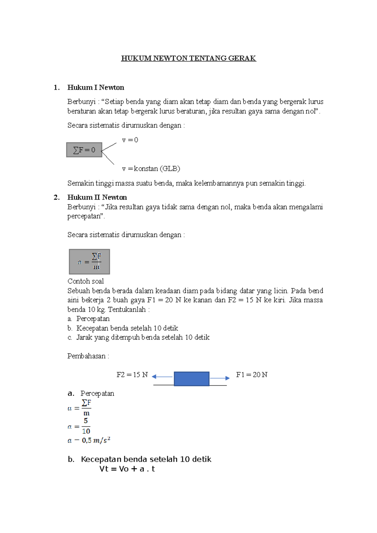 Summary Hukum Newton Tentang Gerak - HUKUM NEWTON TENTANG GERAK 1 ...