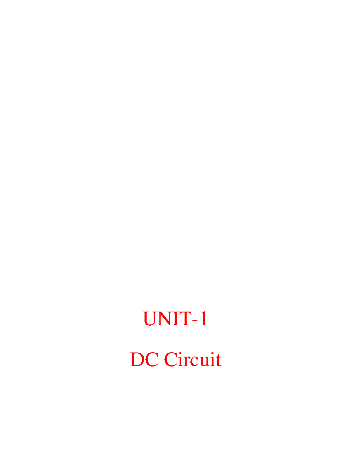 DC Circuit and analysis - UNIT- DC Circuit Loop Analysis of resistive ...