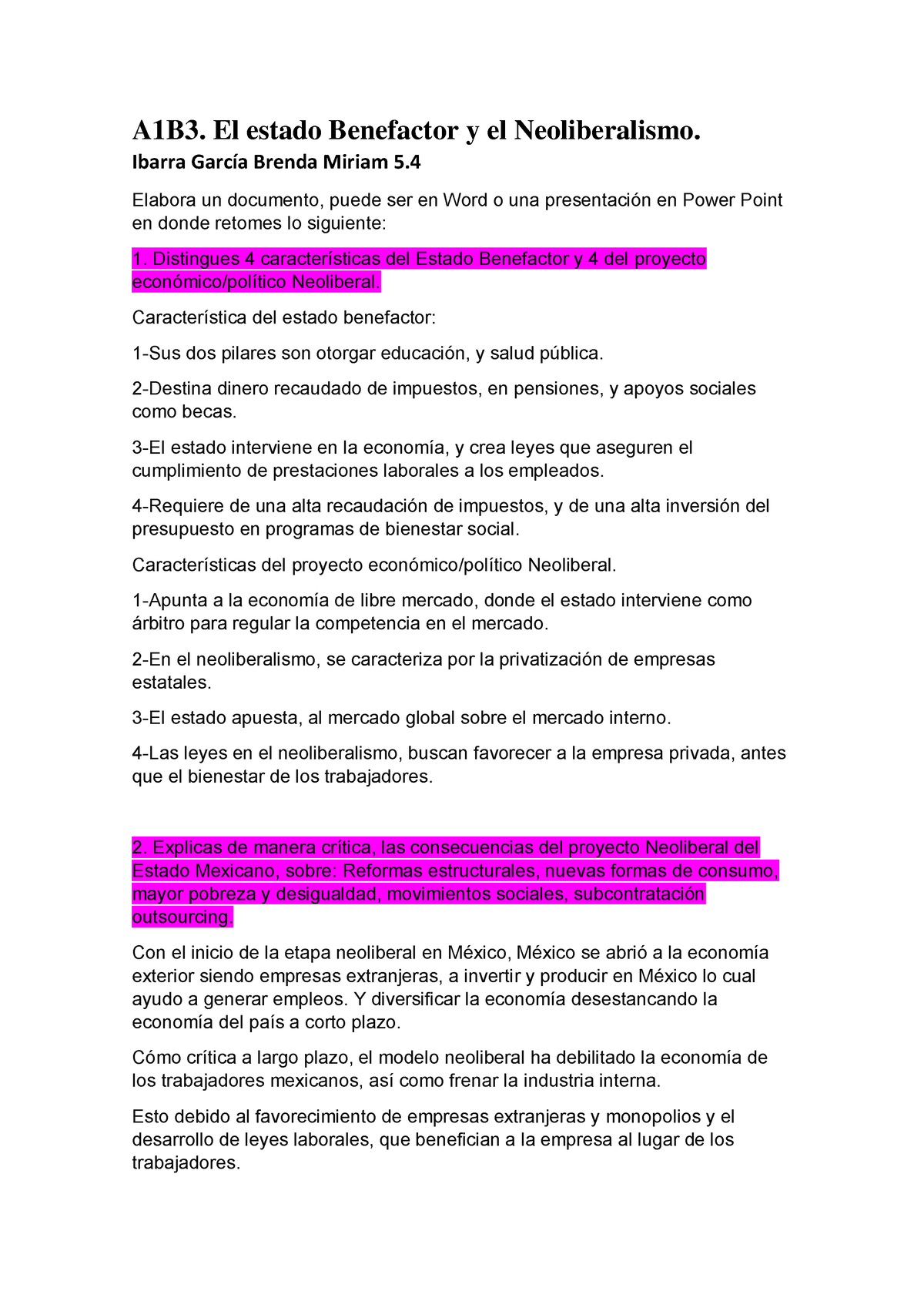 A1B3. El estado Benefactor y el Neoliberalismo,Ibarra García Brenda Miriam  5 - A1B3. El estado - Studocu