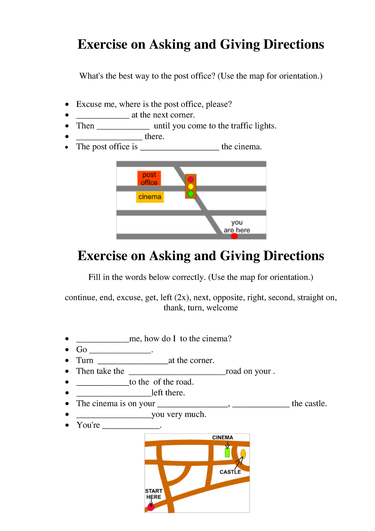 Tests Asking and Giving Directions - Exercise on Asking and Giving ...