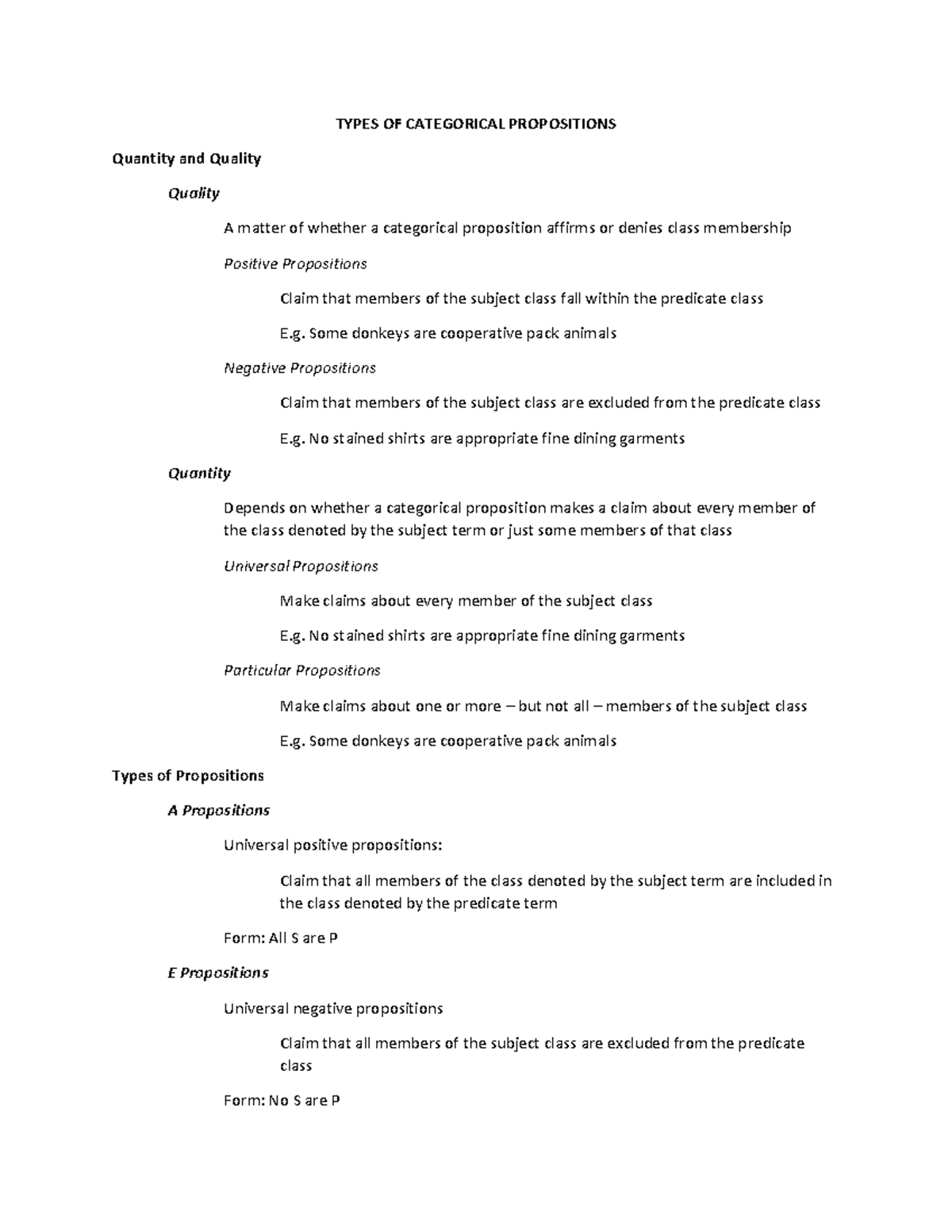2crithink f21 catprop2 TYPES OF CATEGORICAL PROPOSITIONS Quantity