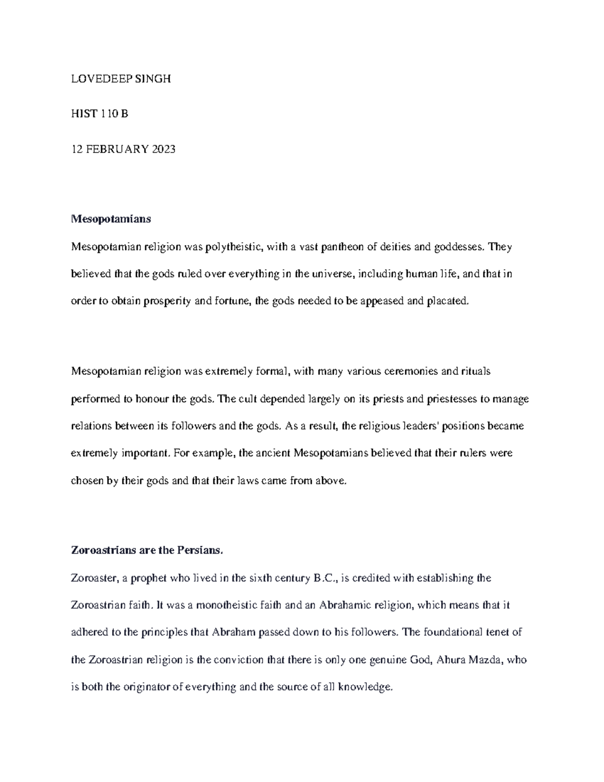 Lovedeep Singh - Economics - LOVEDEEP SINGH HIST 110 B 12 FEBRUARY 2023 ...
