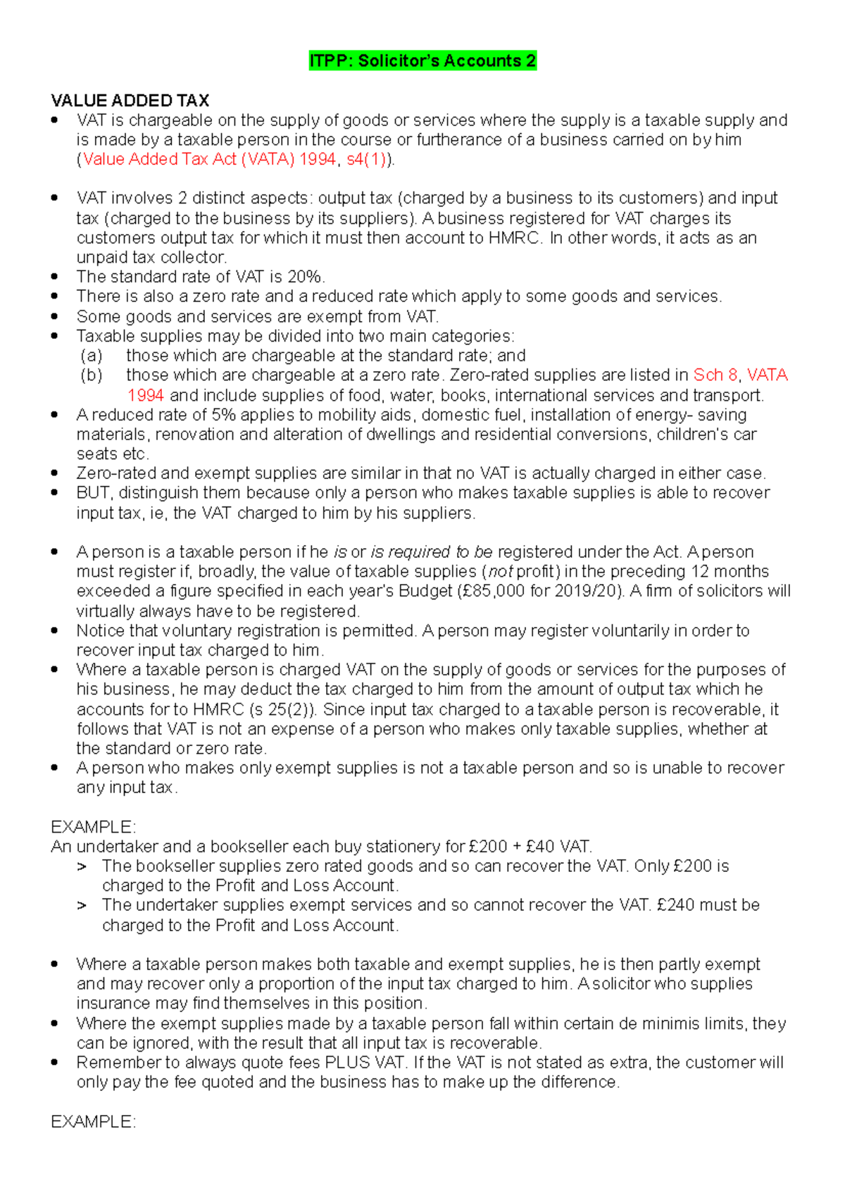 SACS 2 TO Print SACS 2 ITPP Solicitor’s Accounts 2 VALUE ADDED TAX