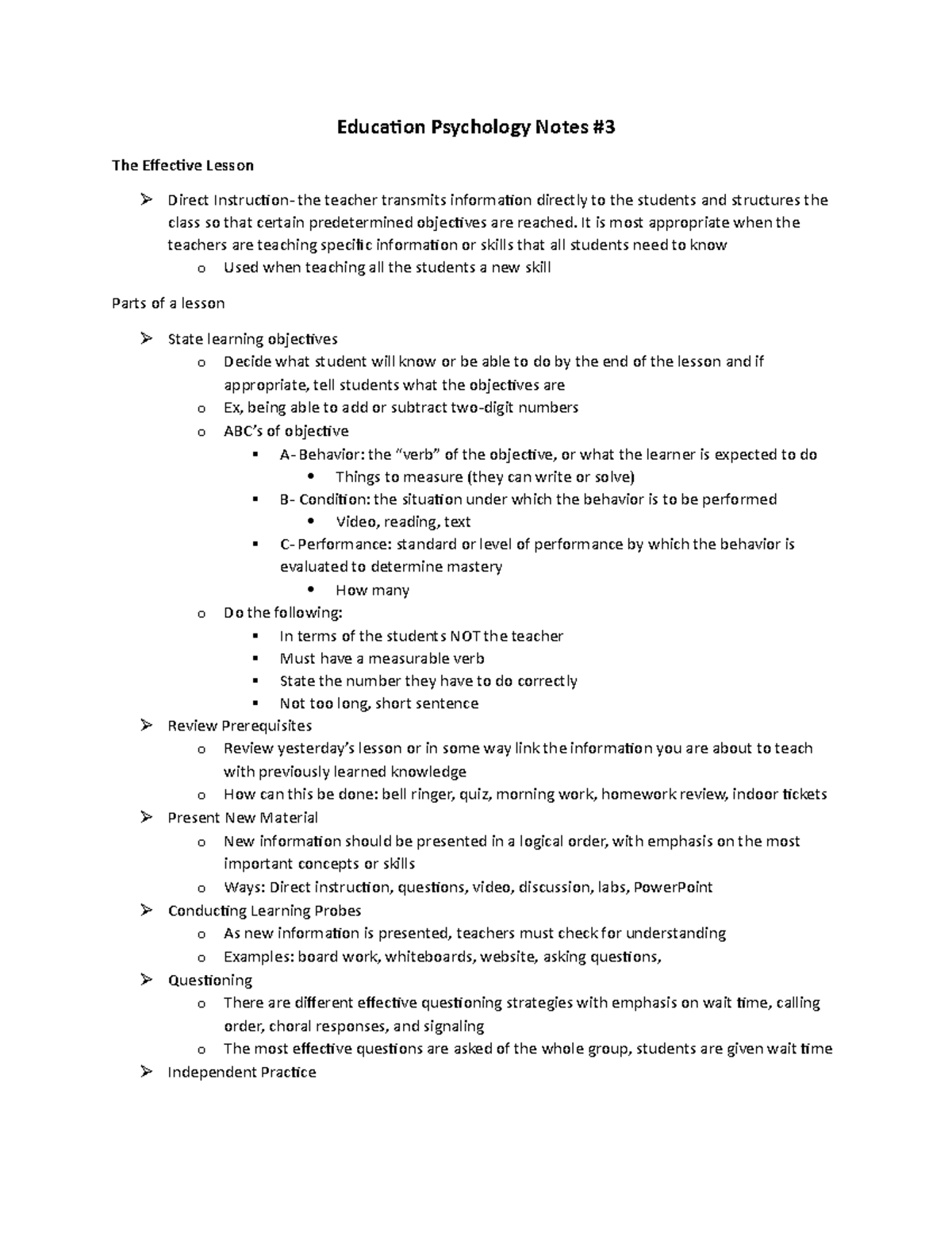 Education Psychology Notes 3 Education Psychology Notes The