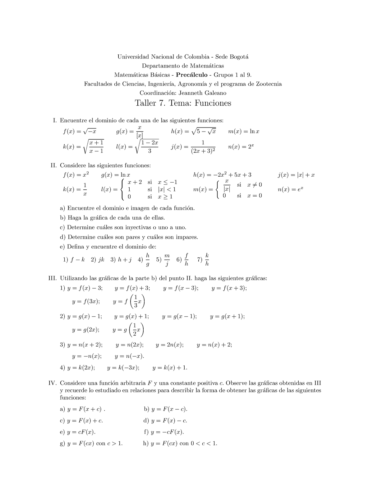 Taller-7-Precalculo - Taller - Universidad Nacional De Colombia - Sede ...