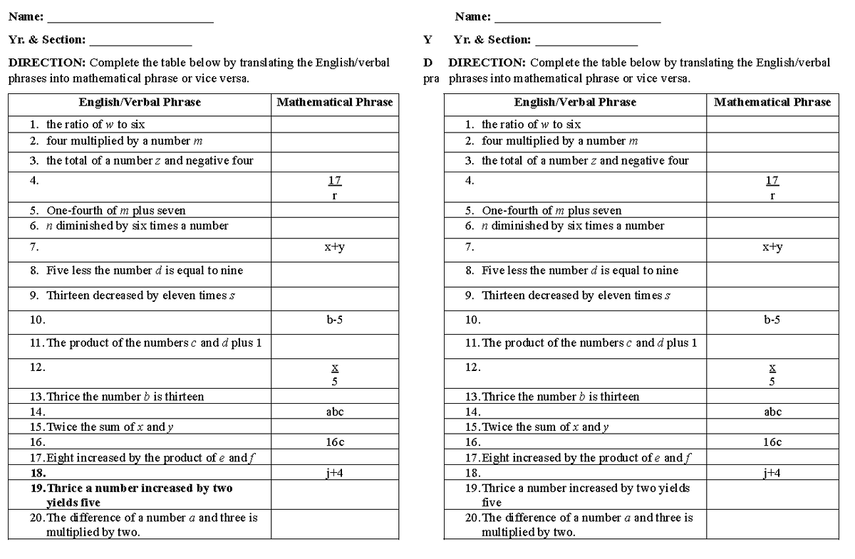 Activity-math 2 - Name: __________________________ Yr. & Section ...