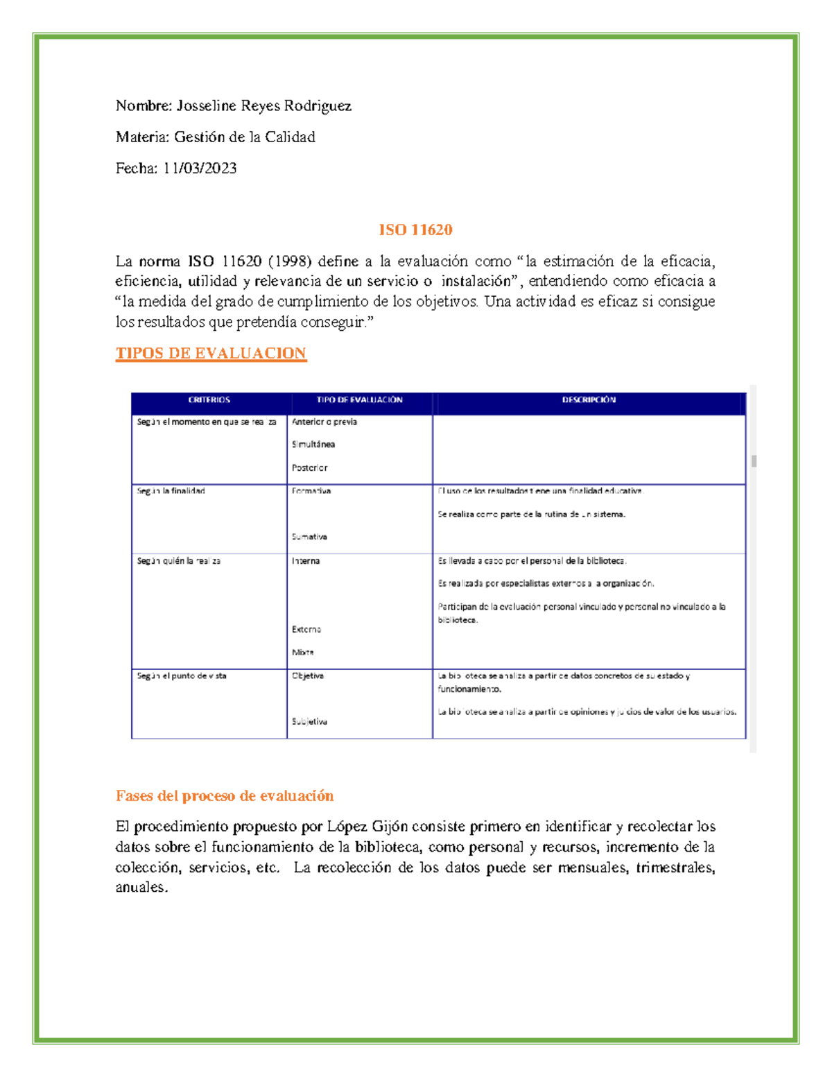 ISO 11620 informe Nombre Josseline Reyes Rodriguez Materia