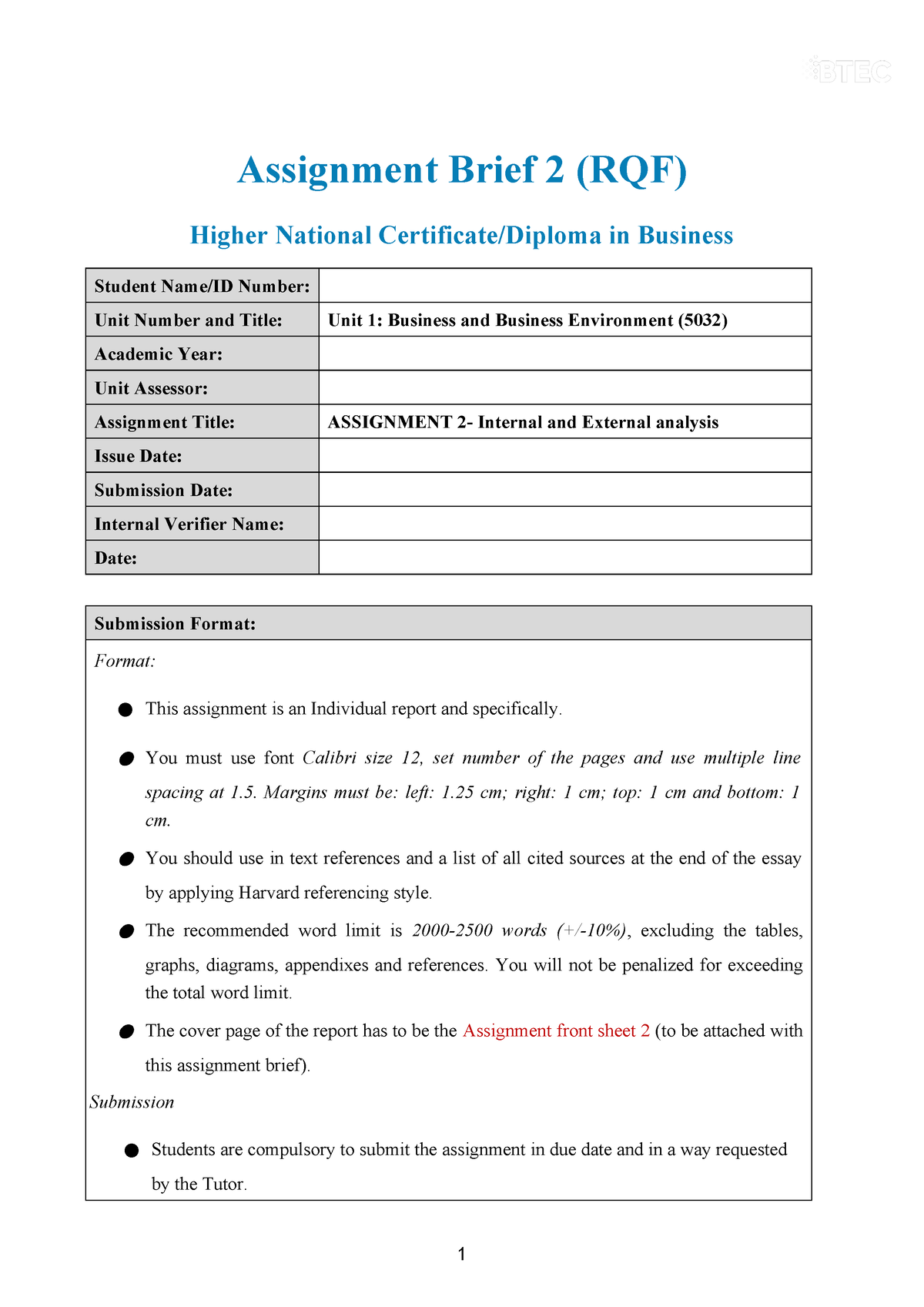 5032- Brief 2-Assignment 2 Aug 2022 - Assignment Brief 2 (RQF) Higher ...