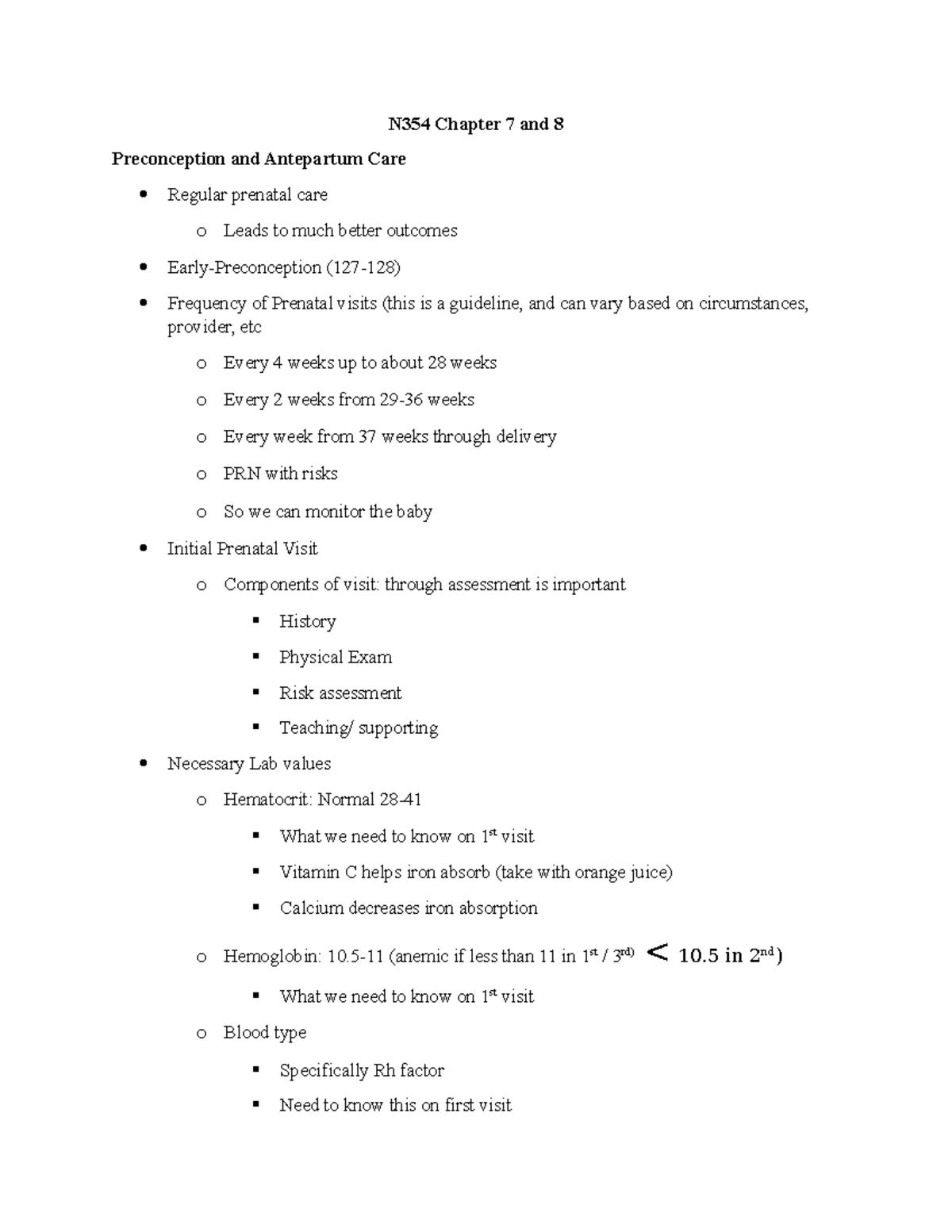 N354 Chapter 7 and 8 Lecture Notes N354 Chapter 7 and 8