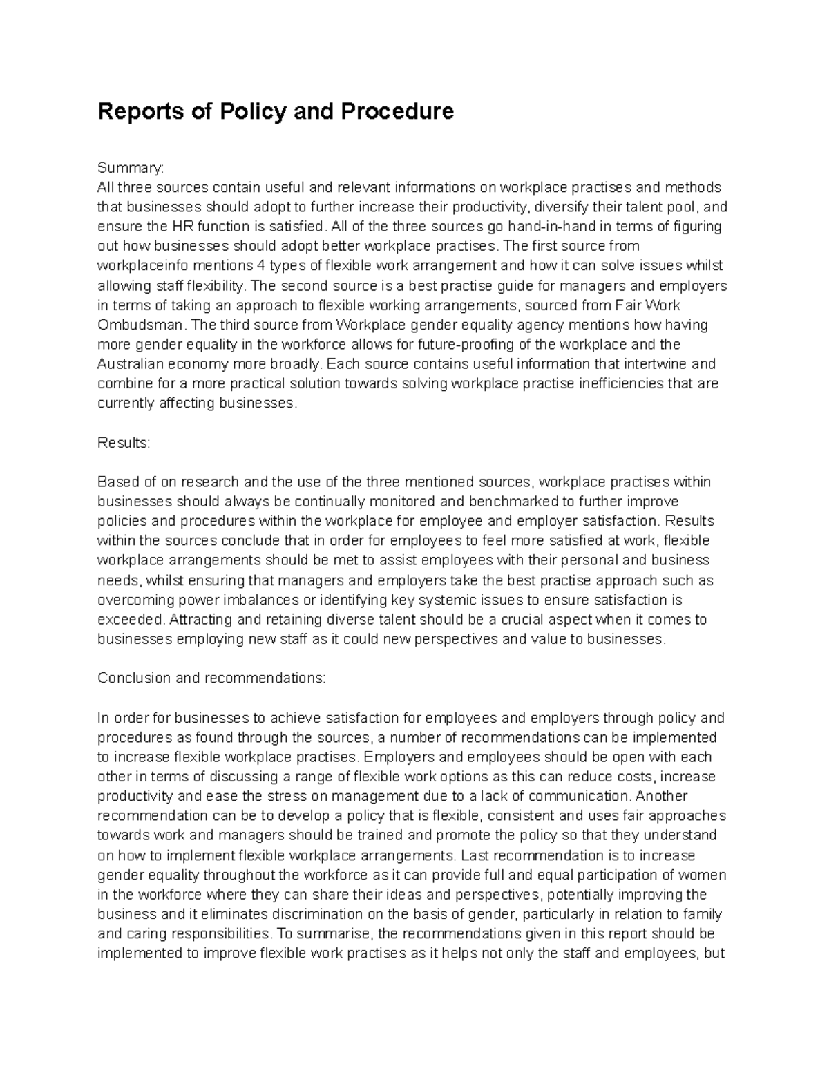 Report of Policy and Procedure - Reports of Policy and Procedure ...