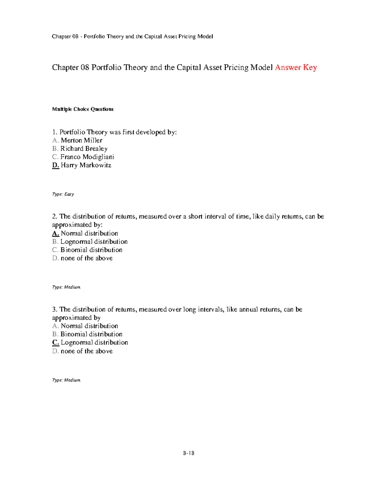 267778841 Chapter 8 Pdf - Chapter 08 Portfolio Theory And The Capital ...