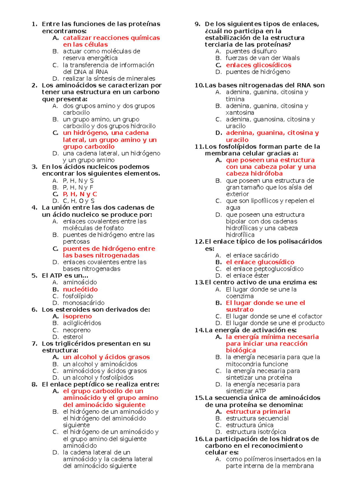 Tests Autoevaluación Resueltos Biologia 1 Ciencias Ambientales - Entre ...